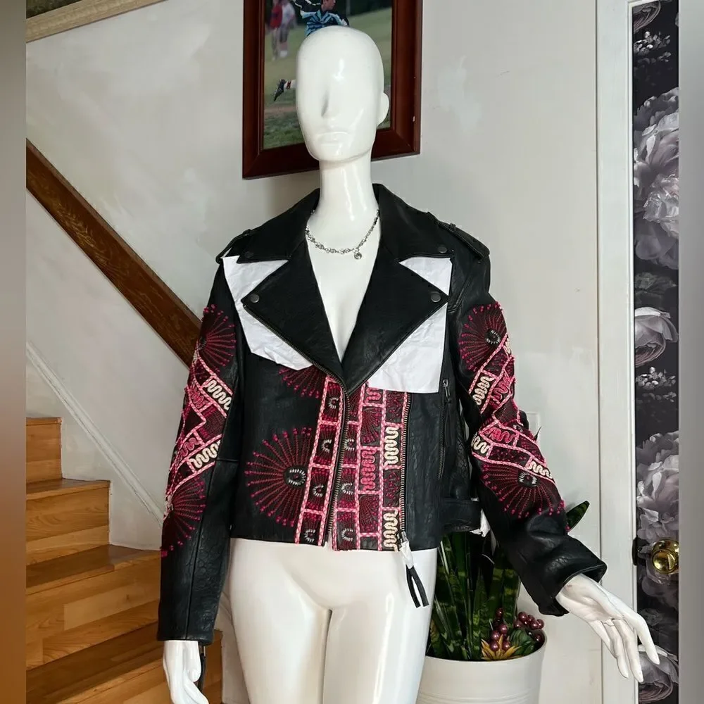 Free People  Zandra Rhodes
Stardust Biker Jacket Size Small - Picture 6 of 12